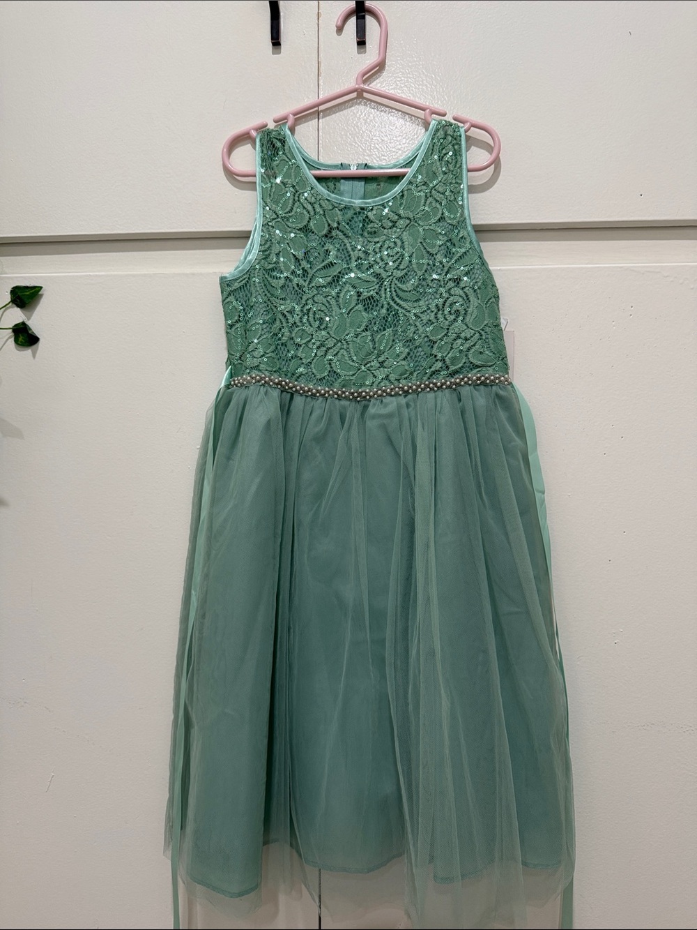 Rare Editions Mint Green Lace Bodice Tulle Party Dress
